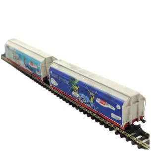 Set of 2 HBBILLS-uy "graffiti" wagons Mabartren 86521 - N : 1/160 - OBB - EP VI