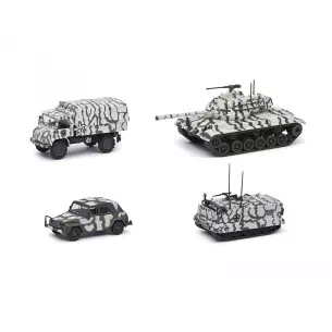 Lot 4 véhicule armée allemande, camouflage d'hiver SCHUCO 452653000 - HO 1/87