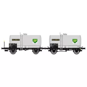 Coffret de 2 wagons citerne gris à essieux livrée BP