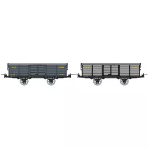 Coffret de 2 TOMBEREAUX Sans Freins, Barre de Faîtage, Gris foncé Gv 5199 et Gris/Ferrures Noires G 239