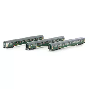 Set 3 voitures à compartiment RIC Bm KATO K23012 - CFF - N 1/160 - EP IV V