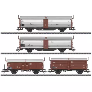 Set of 4 Tbes-t-66 sliding roof and walls cars MARKLIN 47301 - DB - HO 1/87