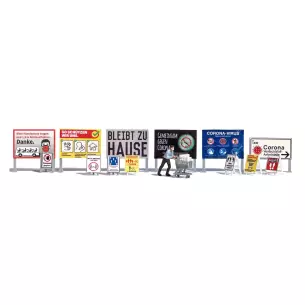 Affiches préventions corona virus et personnage avec caddie BUSCH 7911