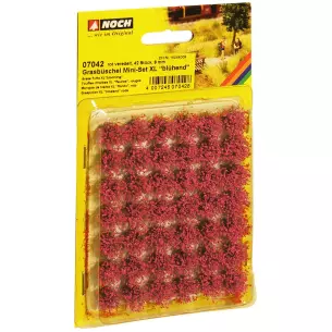 Lot 42 red flowering grass clumps 9mm - HO 1/87 - NOCH 07042