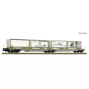 Set 2 Wagons porte-conteneurs articulés Fleischmann 8225014 - N 1/160 - AAE - EP VI