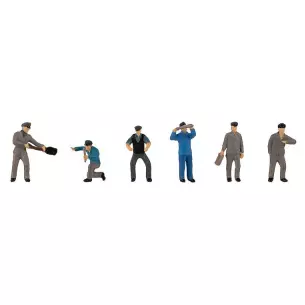 Set of 6 Faller steam locomotive personnel 151625 - HO : 1/87