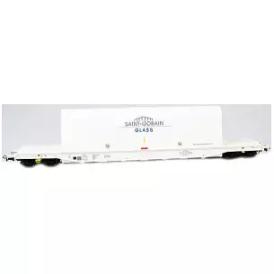 Wagon for transporting glass with bogies delivered in white "SAINT-GOBAIN" registration number 992 2 931-9