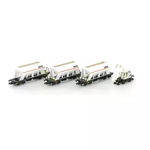 Set de 3 wagons trémies et 1 pelle Liebherr Lemke LC66306 - N 1/160 SERSA