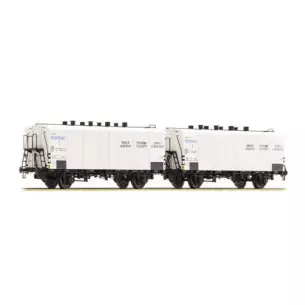 Set of 2 ICEFS refrigerator cars with small blue inscription "Interfrigo" delivered white