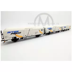Set of 3 white refrigerated wagons delivered "Interfrigo" banana transport