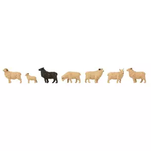Lot de 8 figurines de moutons avec bruitage FALLER 272801 - N 1/160