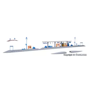 Quai de gare semi-couvert Freiberg KIBRI 37503 - N 1/160 660x25x58mm