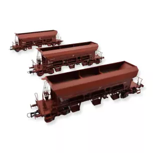Set 3 wagons trémie F70 UAS REE Modèles WB806 - HO 1/87 - SNCF - EP VI