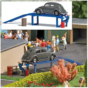 Lot avec un mécanicien faisant la vidange d'une voiture BUSCH 7829 - HO : 1/87