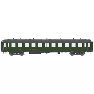 Voiture BACALAN mixte troisième classe/BUFFET livrée vert avec échelle et châssis noir n° 12451