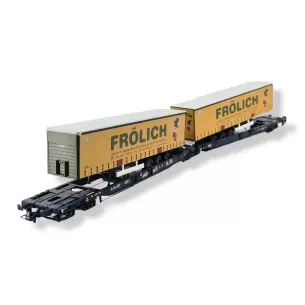Wagon à double poche articulée de la Wascosa - ROCO RO76431 - HO 1/87