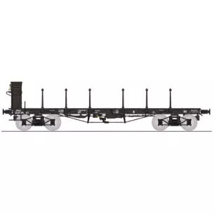 Black TP flatcar with long stakes and guardhouse REE Models WB546 SNCF - HO 1/87