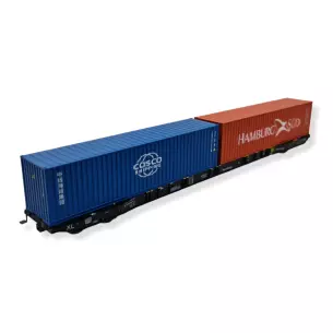 Wagon porte-conteneur Sggnss XL IGRA 96010056 - Rhein Cargo - HO 1/87 - EP VI