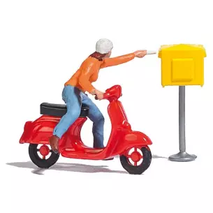Lady on a scooter posting a letter