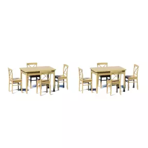 Lot de 2 tables et 8 chaises en bois PREISER 68281 - Échelle 1/50ème
