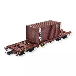Wagon plat porte-conteneur Sgmms CP SUDEXPRESS S450066 - HO 1/87 - EP V