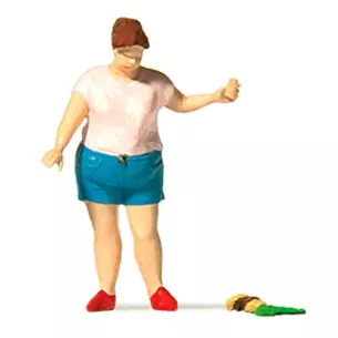 Femme ayant fait tomber son hamburger PREISER 28232 - HO 1:87