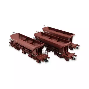 Set 3 Wagons Trémie T1 Uas REE Modèles WB751 à Ballast - HO 1/87 - SNCF - EP IV