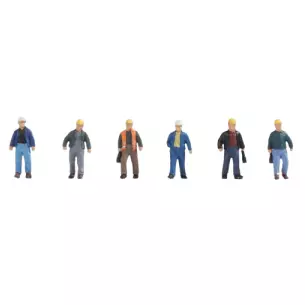 Lot de 6 personnages, des travailleurs debout et marchant NOCH 15057 - HO : 1/87