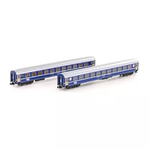 Set 2 voitures couchette RIC Eurofima bleu KATO K23009 - CFF - N 1/160 - EP IV