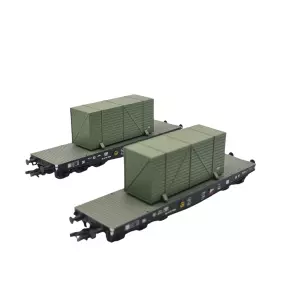 Set 2 wagons porte-conteneurs Liliput L230170 - HO 1/87 - DRB - EP II