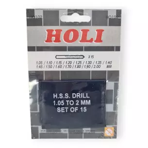 Pochette souple Holi contenant 15 forêts de précision de 1,05 à 2 mm - HOLI 102