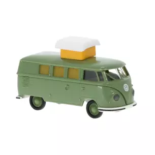 Minibus VW T1b avec couchage de toit, livrée verte Brekina 31616 - HO : 1/87 -