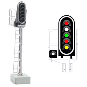 Signal 6 feux LED Rouge/blanc/vert/rouge/jaune/blanc MAFEN 413206 SNCF - N