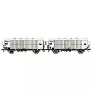 Set of 2 INTERFRIGO refrigerated boxcars delivered white
