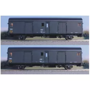 Coffret de deux Fourgons métallisés type Dqd2m avec feux fin de convoi