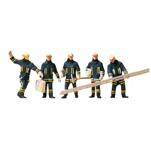 5 figurines pompiers en intervention Preiser 10484 - HO 1:87