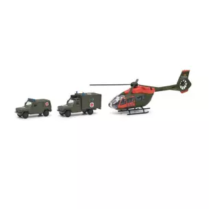 1 hélicoptère + 2 voitures de secours militaires SHCUCO 4552663500 - HO 1/87