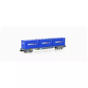 Wagon Porte-Conteneur Sgns MF Train N33444 - N 1/160 - HUPAC / SBB - EP VI