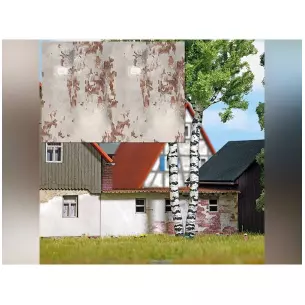 Set of 2 Brick and Plaster Miniature Walls Busch 7439 - HO : 1/87 - 210 x 148 mm