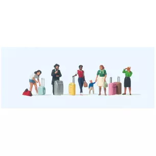 Set of 6 traveler characters in casual wear Preiser 10795 - HO : 1/87
