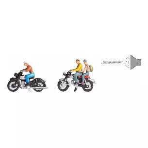 Deux motos, un module sonore et trois figurines - NOCH 12844 - HO 1/87