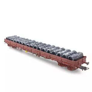 Wagon plat type RES chargé de bobines de fil Jouef 6192 - HO : 1/87 - SNCF - EP IV