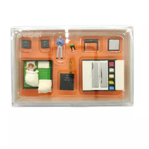 Lot of 2 characters in couple in the morning with room furniture