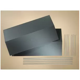 Lot de 2 toits noirs & gouttières - AUHAGEN 80300 - HO 1/87 - 202x110mm