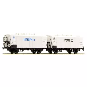 Set of 2 ICEFS refrigerator cars with large blue and black inscription "Interfrigo" delivered in white