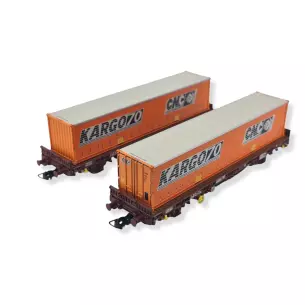 Set 2 Wagons porte-conteneurs JOUEF 6224 "CNC Kargo70" - HO 1 : 87 - SNCF - EP IV