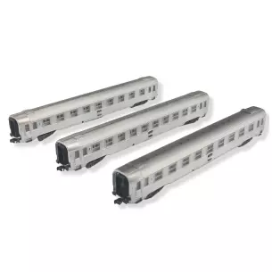 Set 3 voitures voyageurs DEV Inox Arnold HN4338 - N 1/160 - SNCF - EP IV