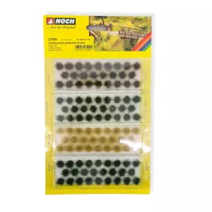 Lot 104 touffes d'herbes XL - 2 vert, jaune, rouge - 9mm HO 1/87 - NOCH 07005