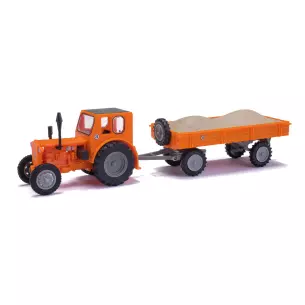 Tracteur pionnier et remorque avec gravier Busch 210006436 - HO 1/87 -
