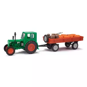 Tracteur Pionier RS + remorque T4 avec citrouilles Busch 210006420 - HO 1/87 - EP III
